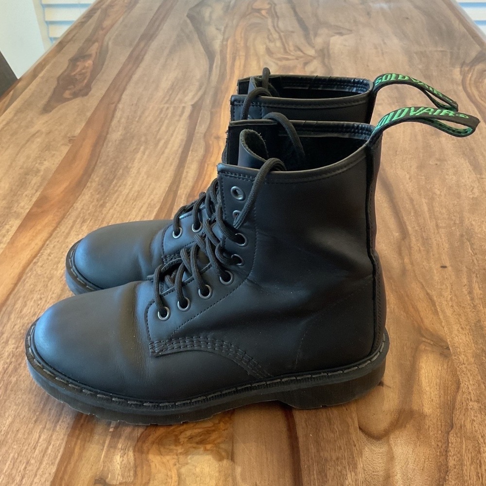 Solovair 6 Eye Derby Boots Mens or women's Black Greasy Leather  Boot